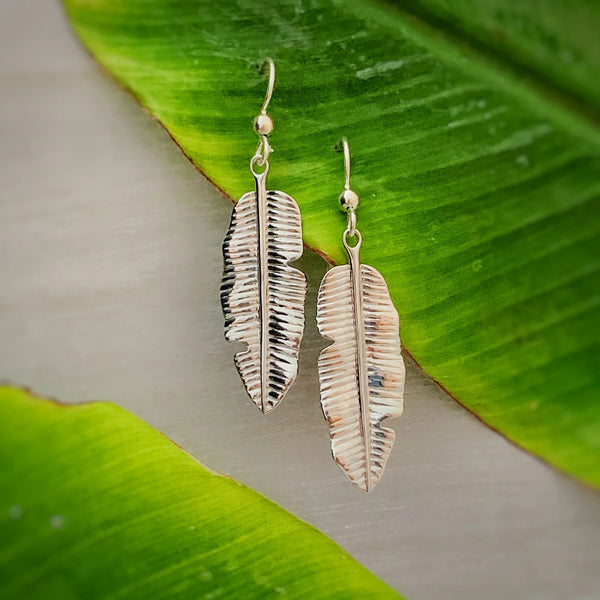 Island Chic Banana Leaf Dangle Earrings