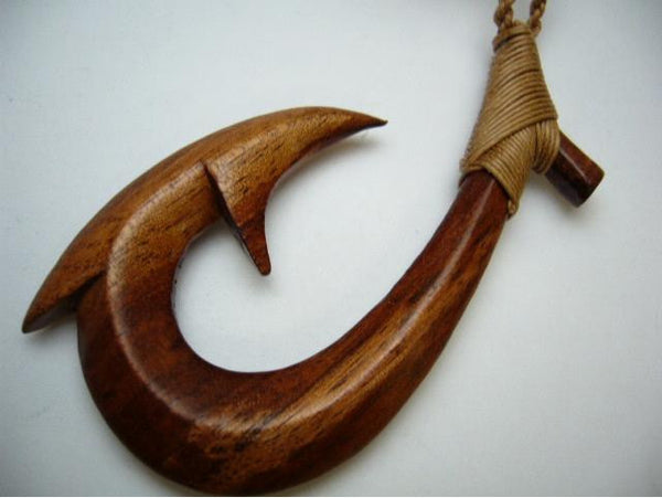Natural Koa Wood Fish Hook w Cord – Talofa Gifts