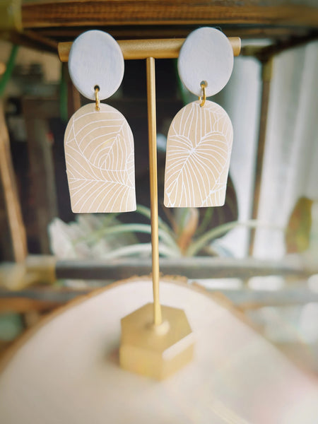 Taro Leaf Nude Clay Earrings